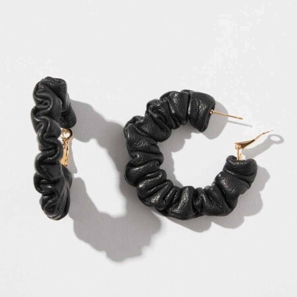 NWT Chico's Black Leather Hoops